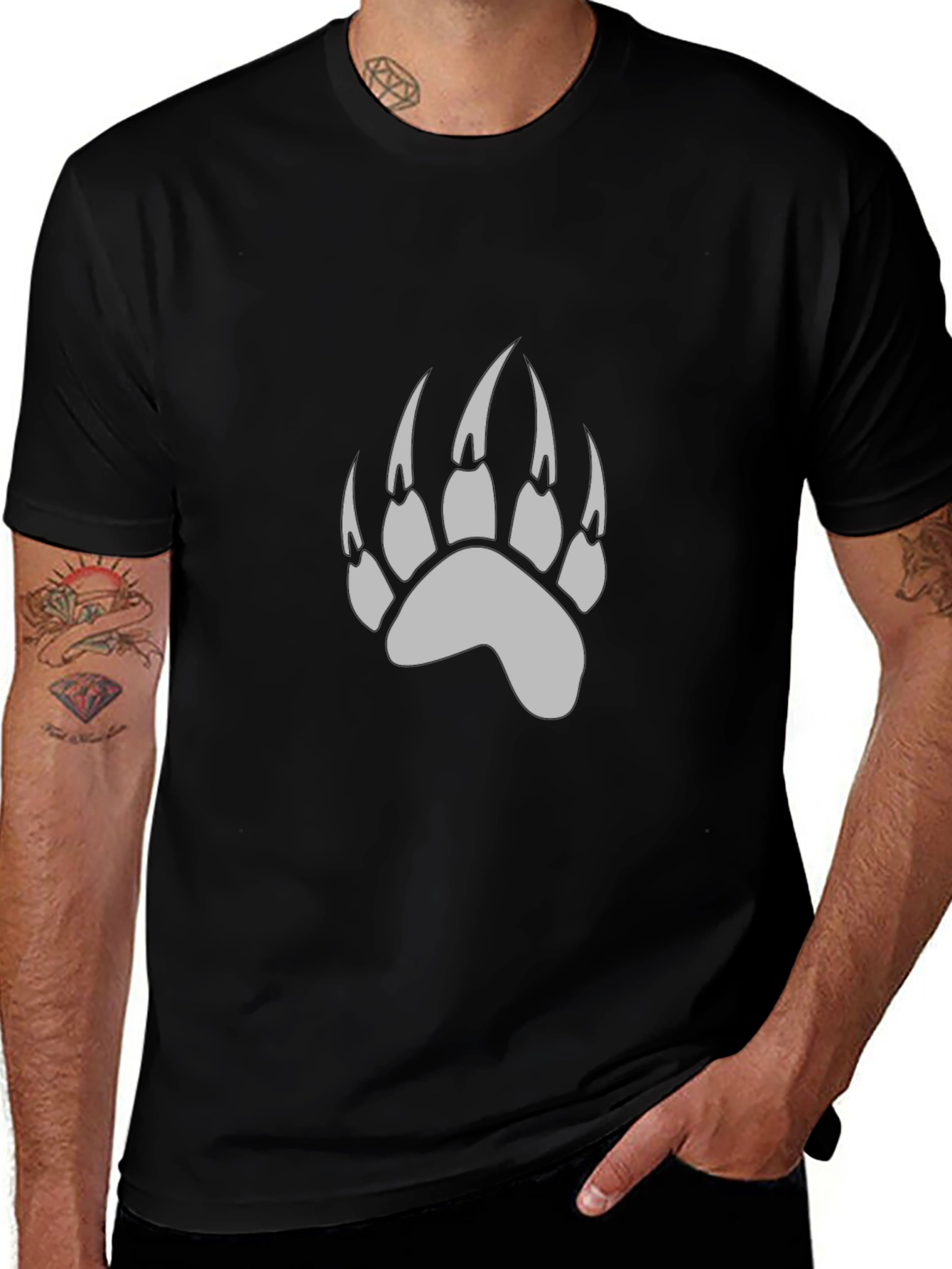 Black Bear Paw Print T-Shirt