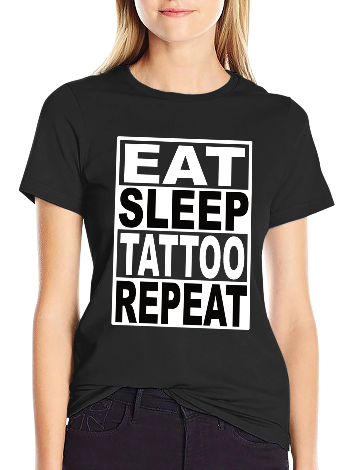 Eat Sleep Tattoo Repeat Graphic T-Shirt