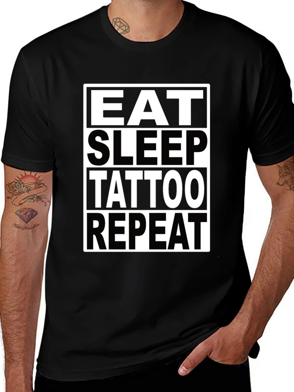 Eat Sleep Tattoo Repeat Graphic T-Shirt