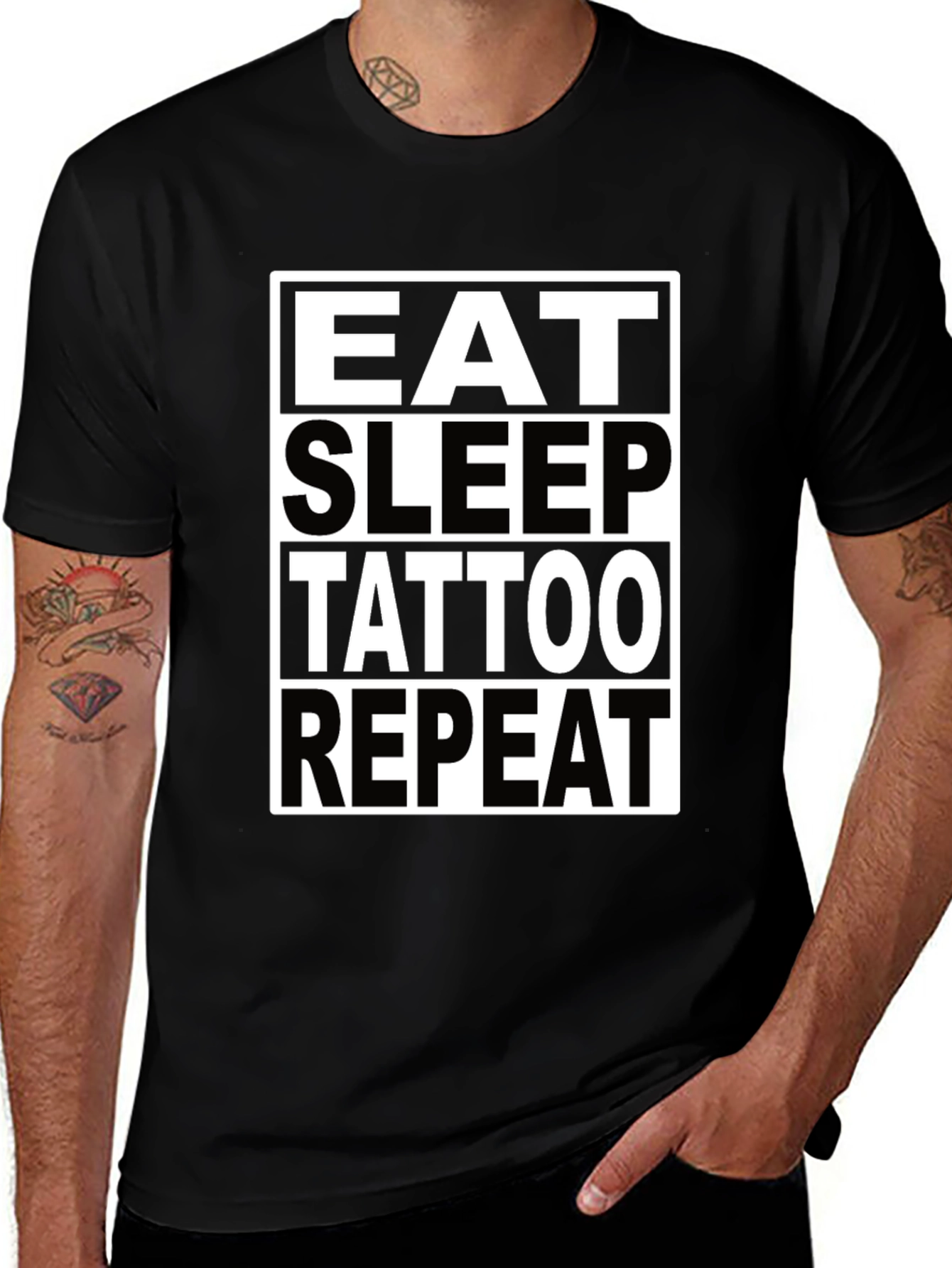Eat Sleep Tattoo Repeat Graphic T-Shirt
