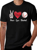 Peace Love Baseball T-Shirt Graphic Tee