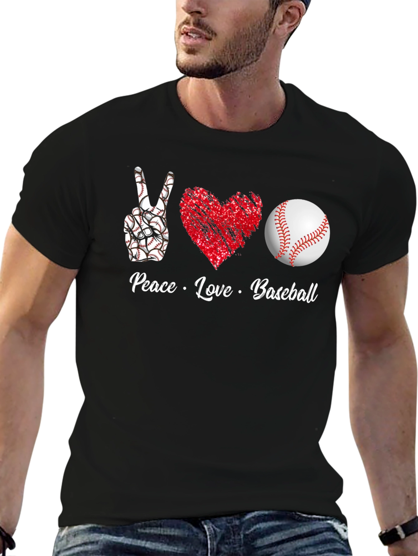 Peace Love Baseball T-Shirt Graphic Tee