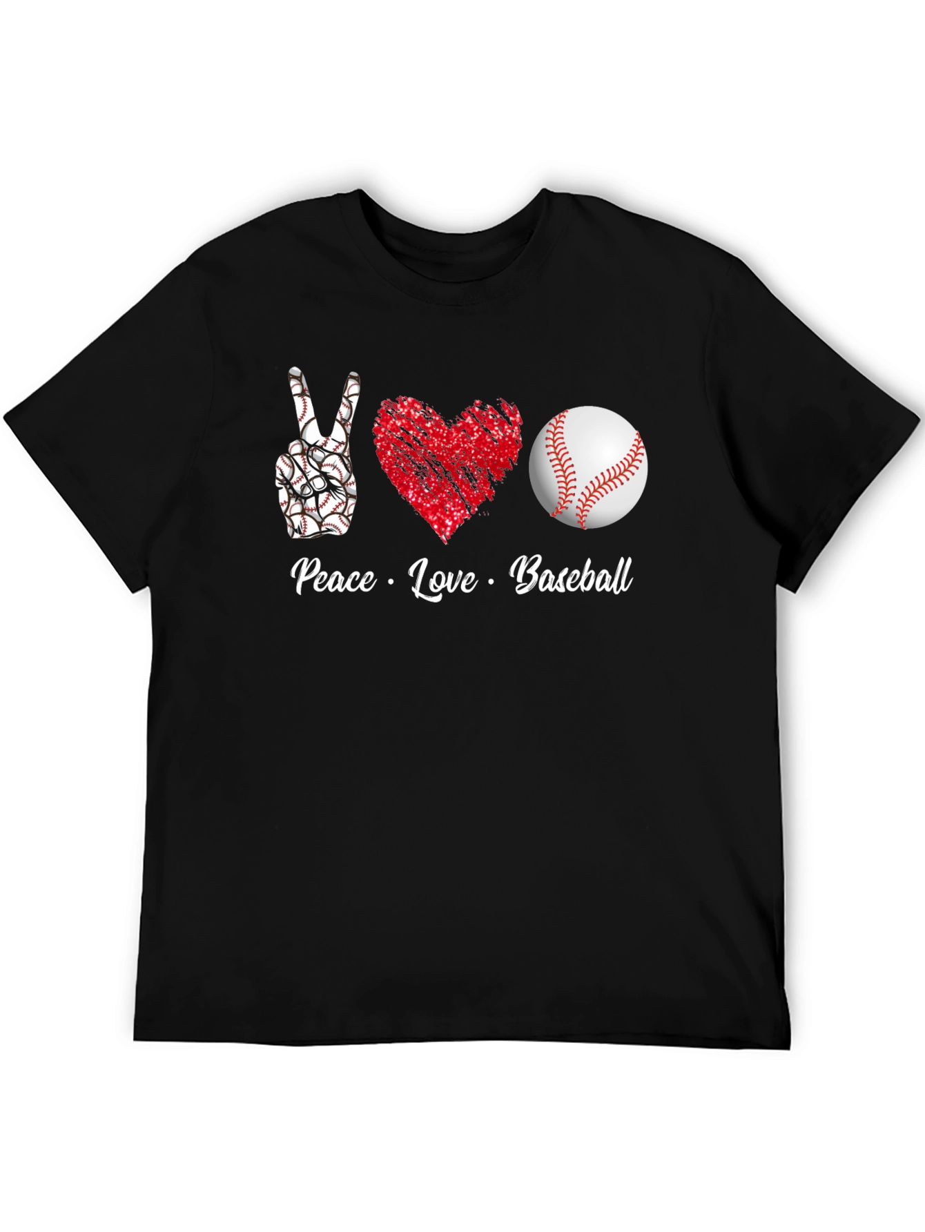 Peace Love Baseball T-Shirt Graphic Tee