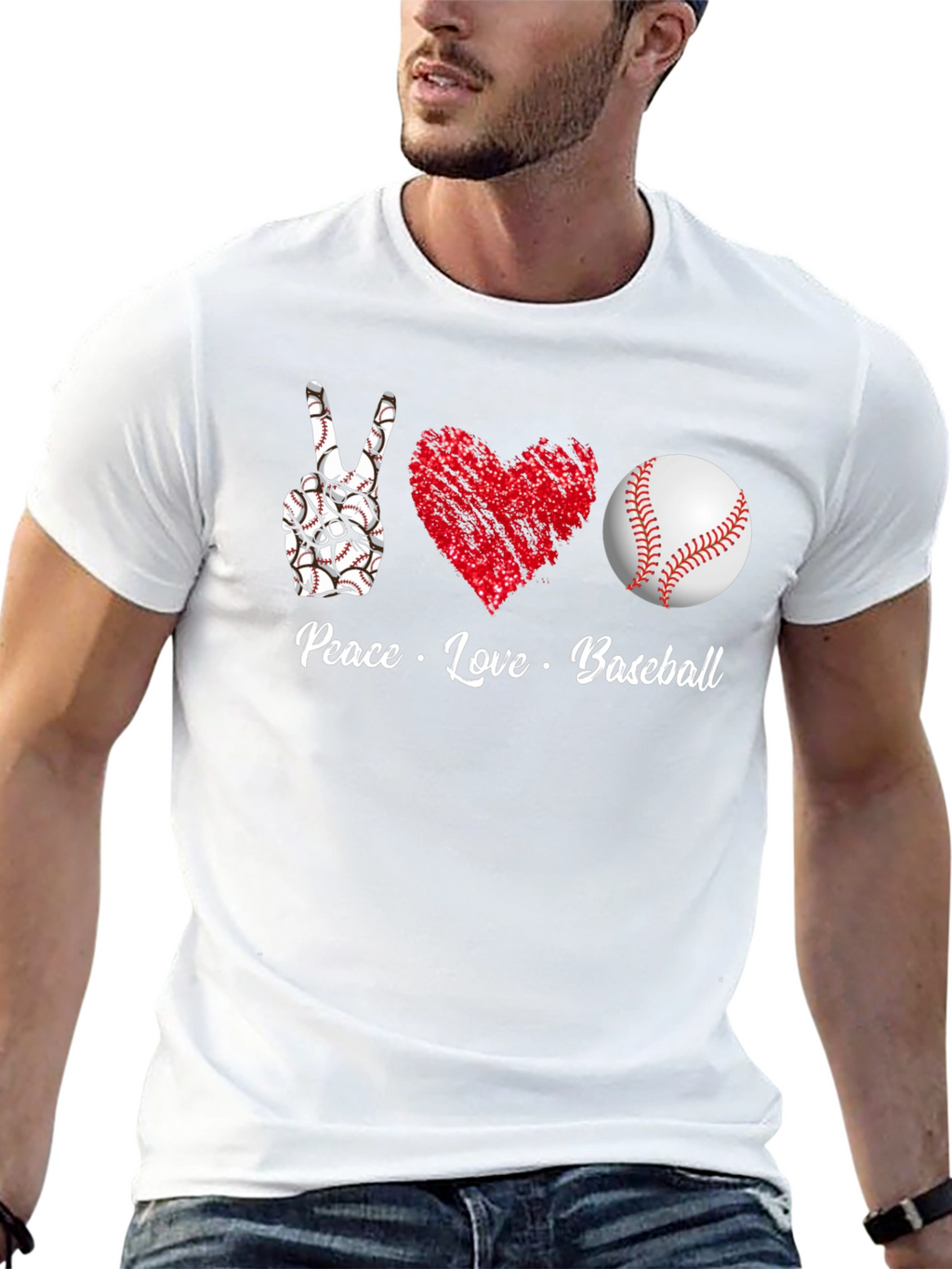 Peace Love Baseball T-Shirt Graphic Tee