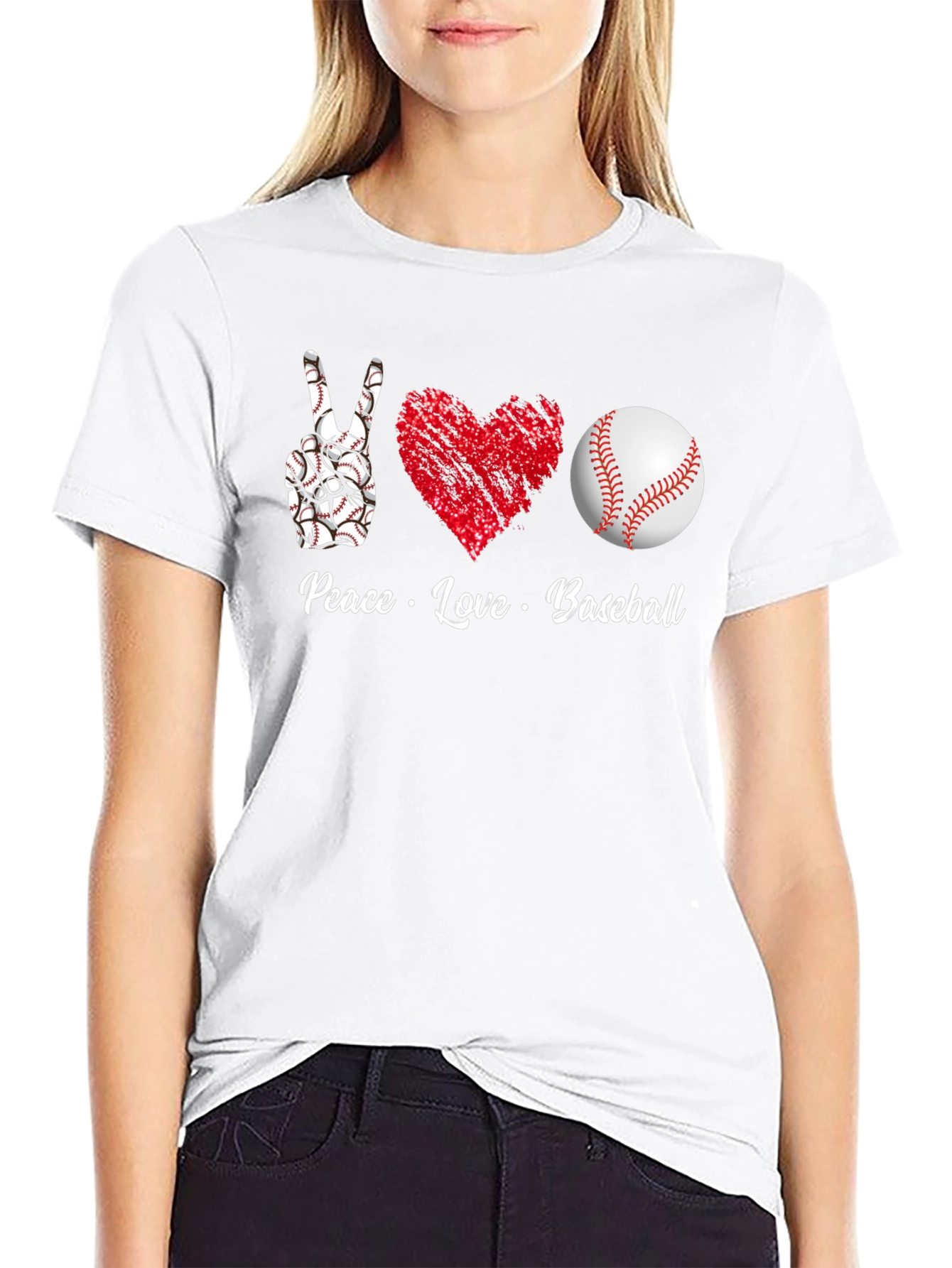 Peace Love Baseball T-Shirt Graphic Tee