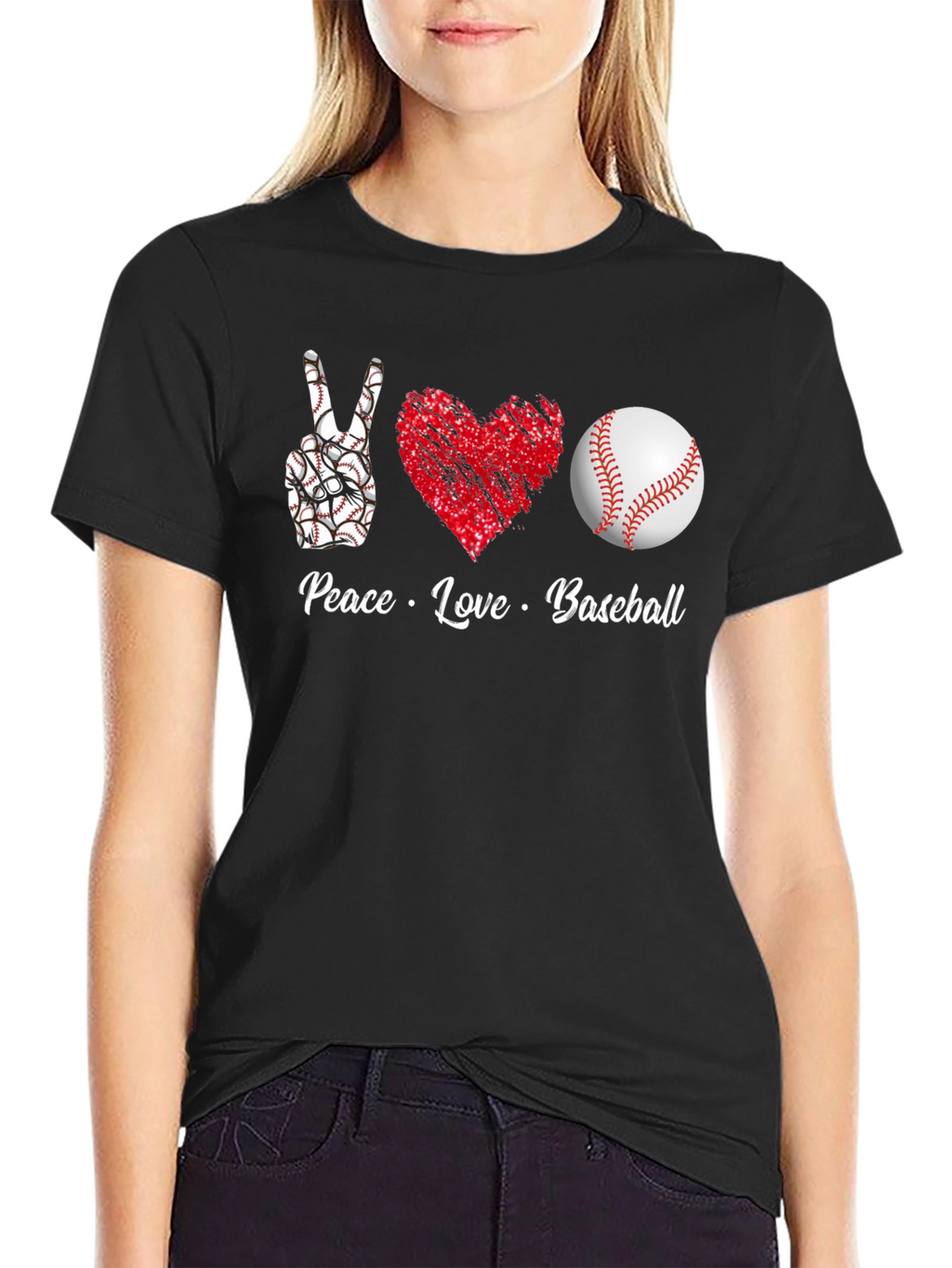 Peace Love Baseball T-Shirt Graphic Tee