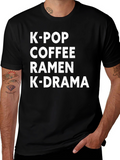 K-Pop Coffee Ramen K-Drama Black Graphic Tee