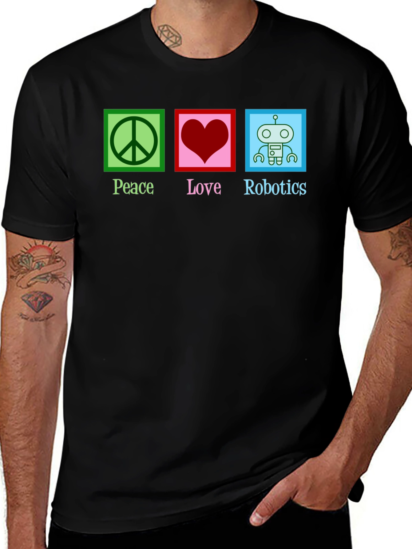 Peace Love Robotics Graphic T-Shirt