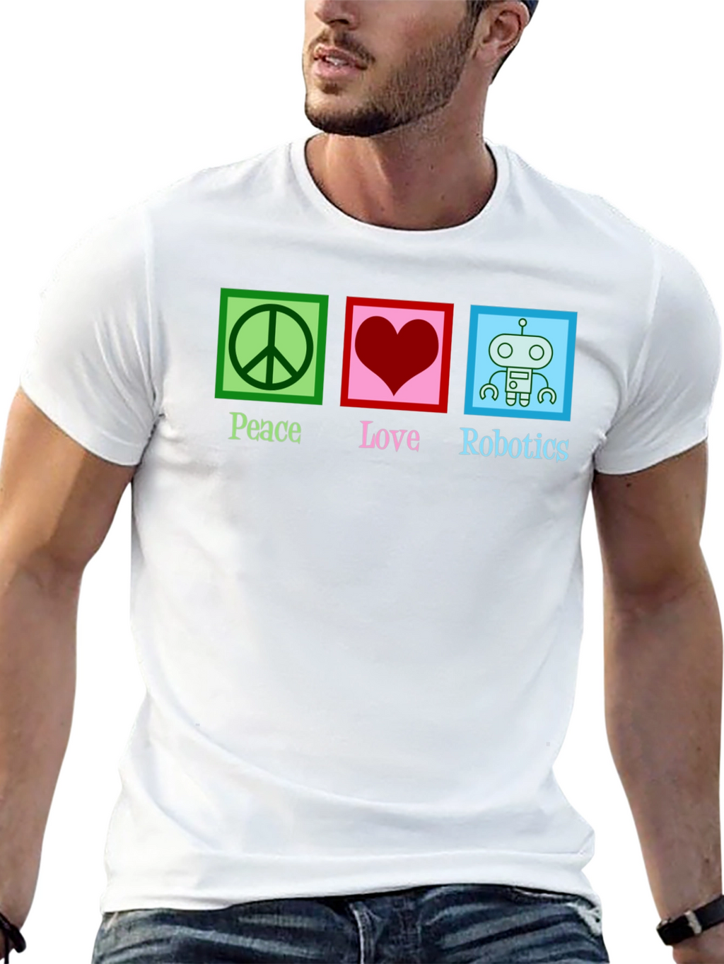 Peace Love Robotics Graphic T-Shirt