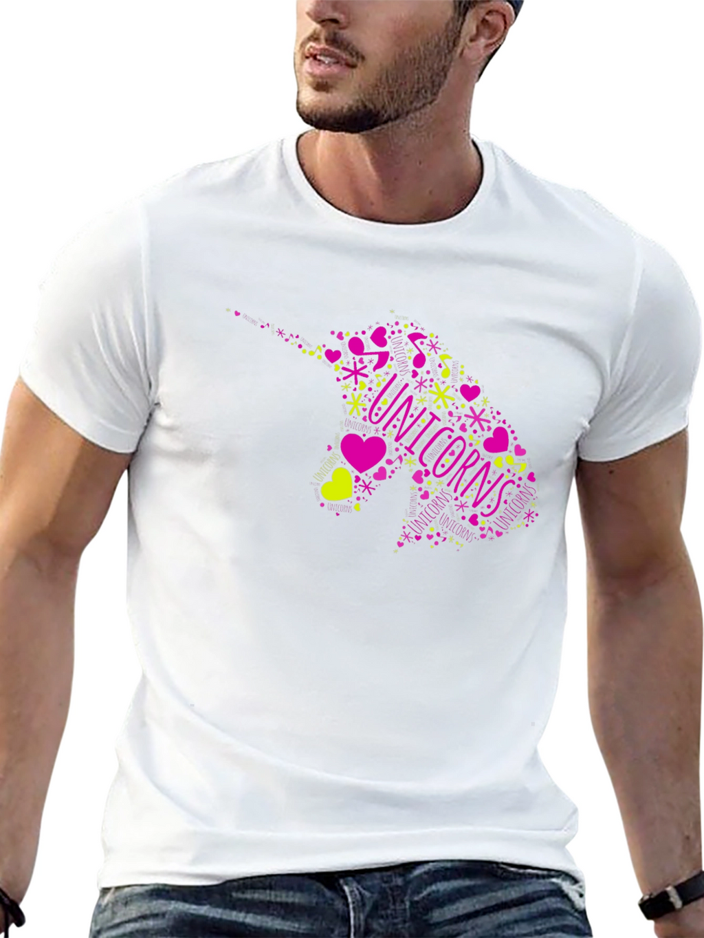 Unicorns Graphic Print Black T-Shirt