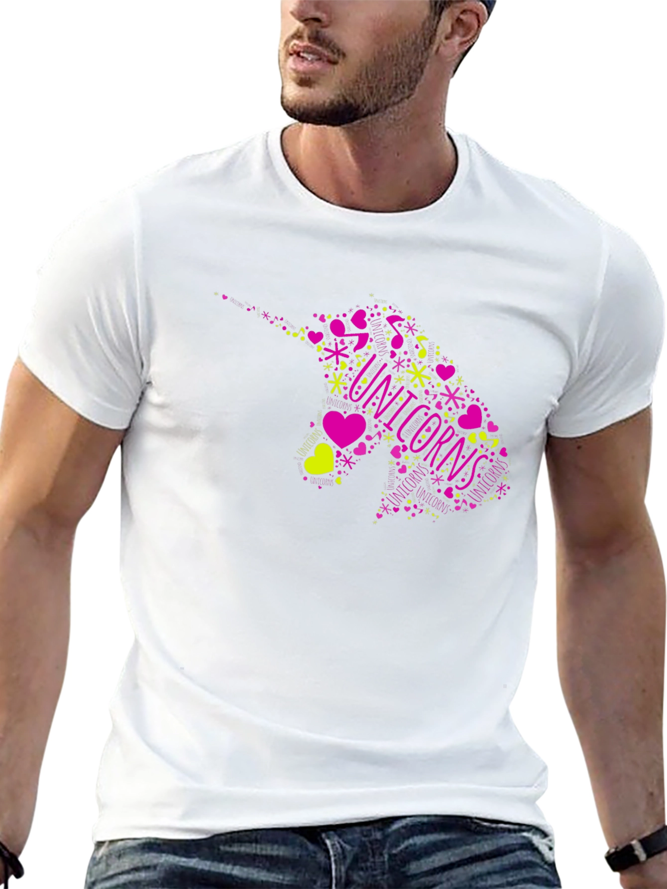 Unicorns Graphic Print Black T-Shirt