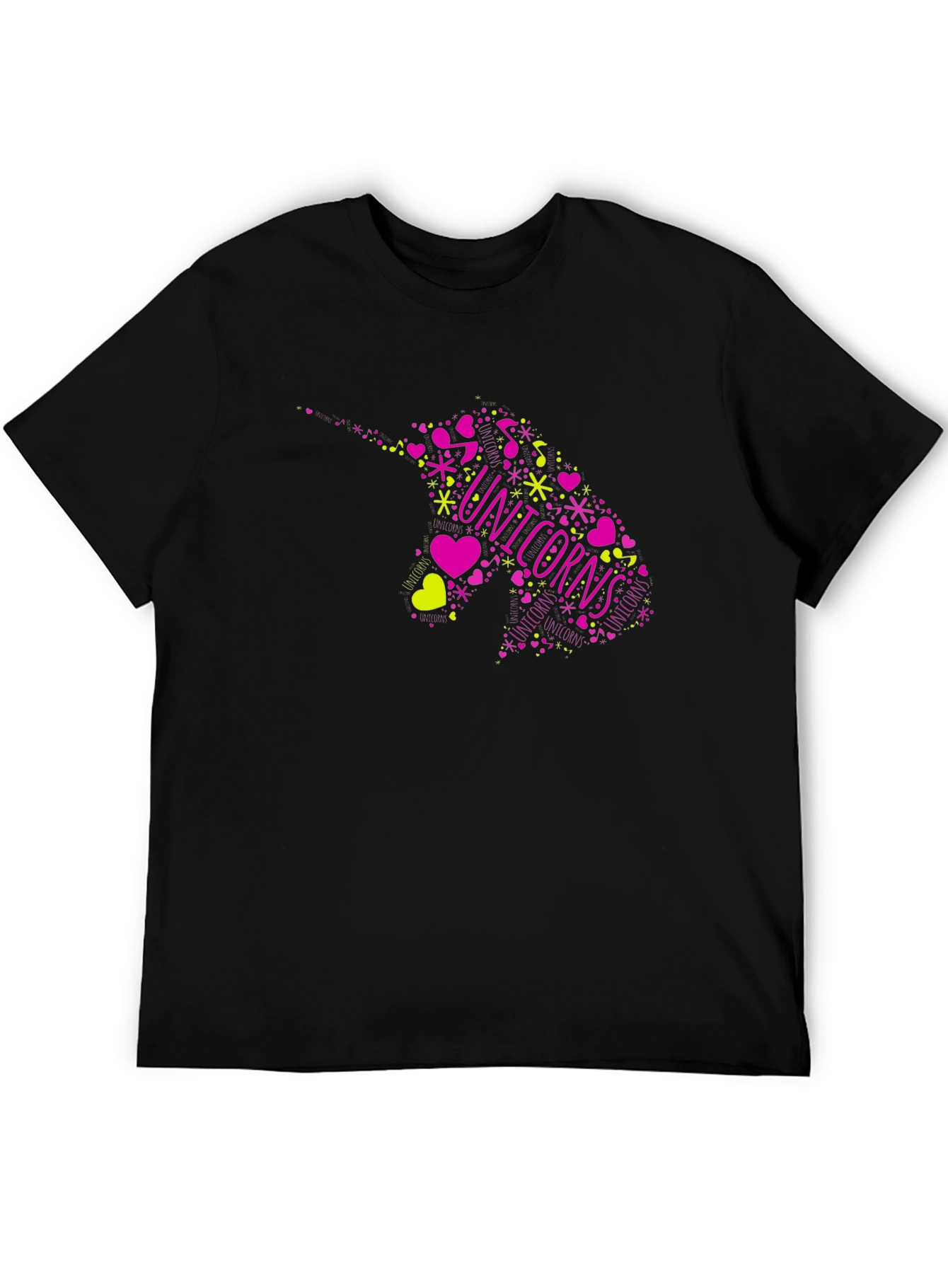 Unicorns Graphic Print Black T-Shirt