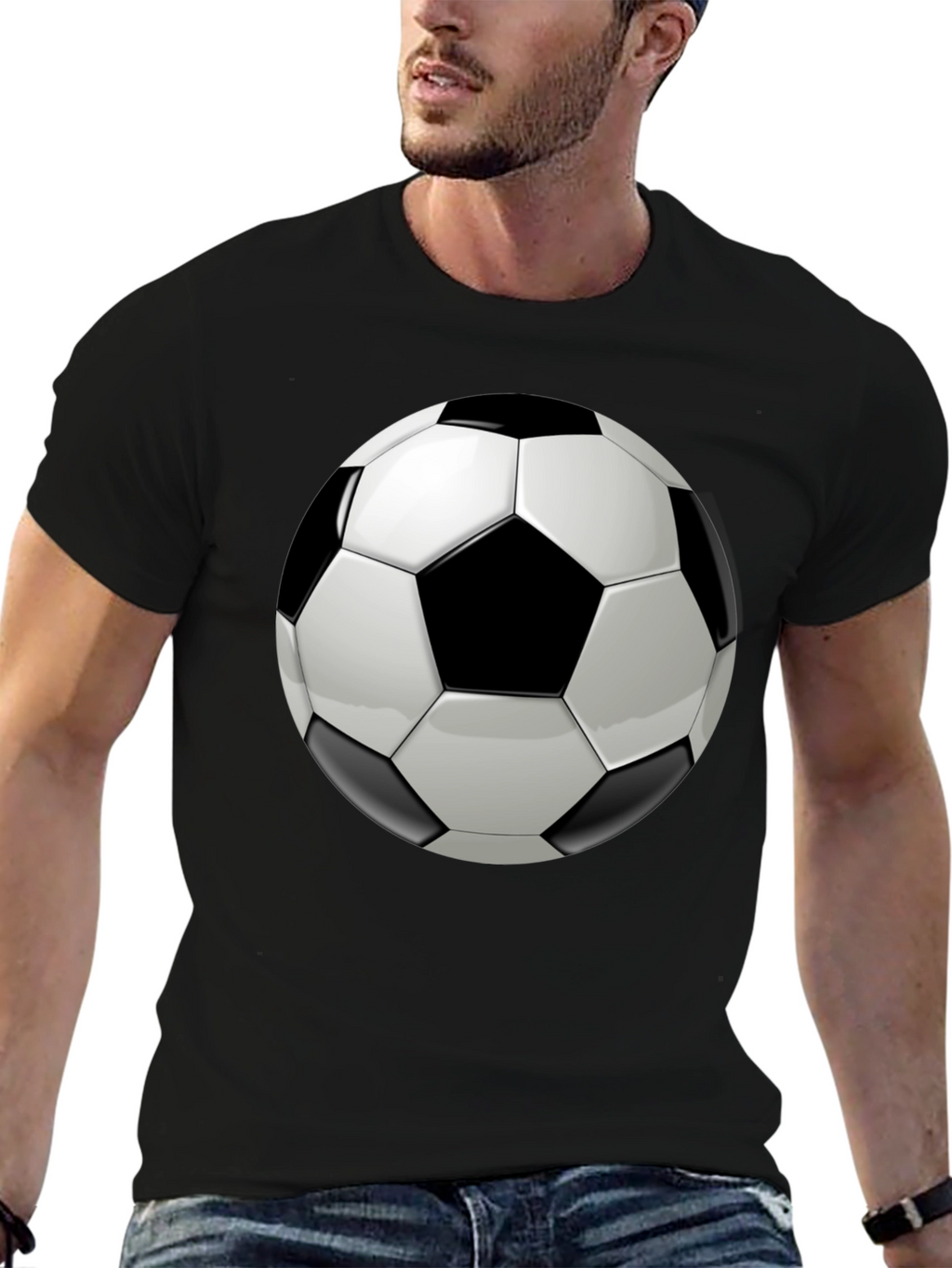 Soccer Ball Graphic Black T-Shirt