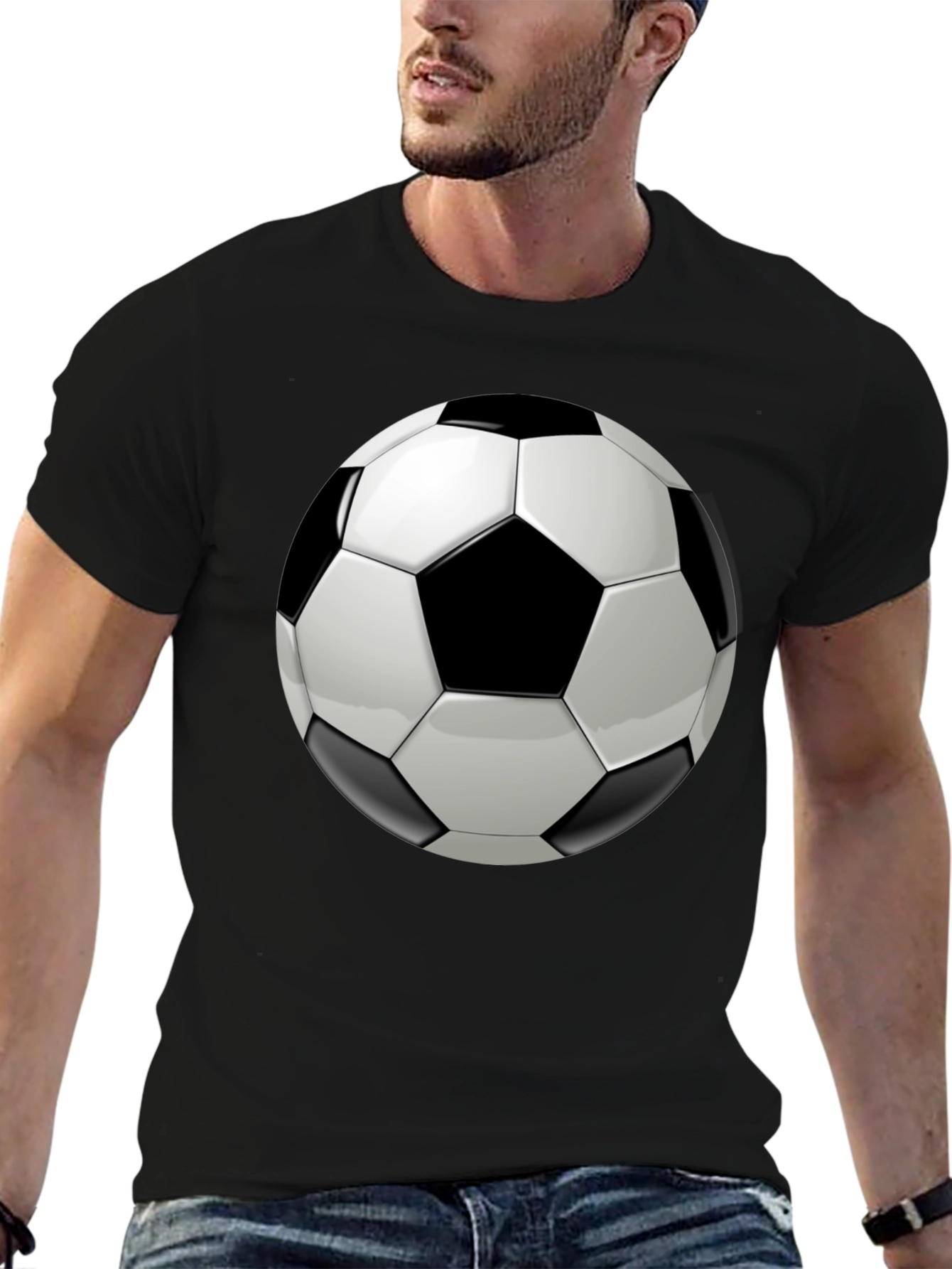 Soccer Ball Graphic Black T-Shirt