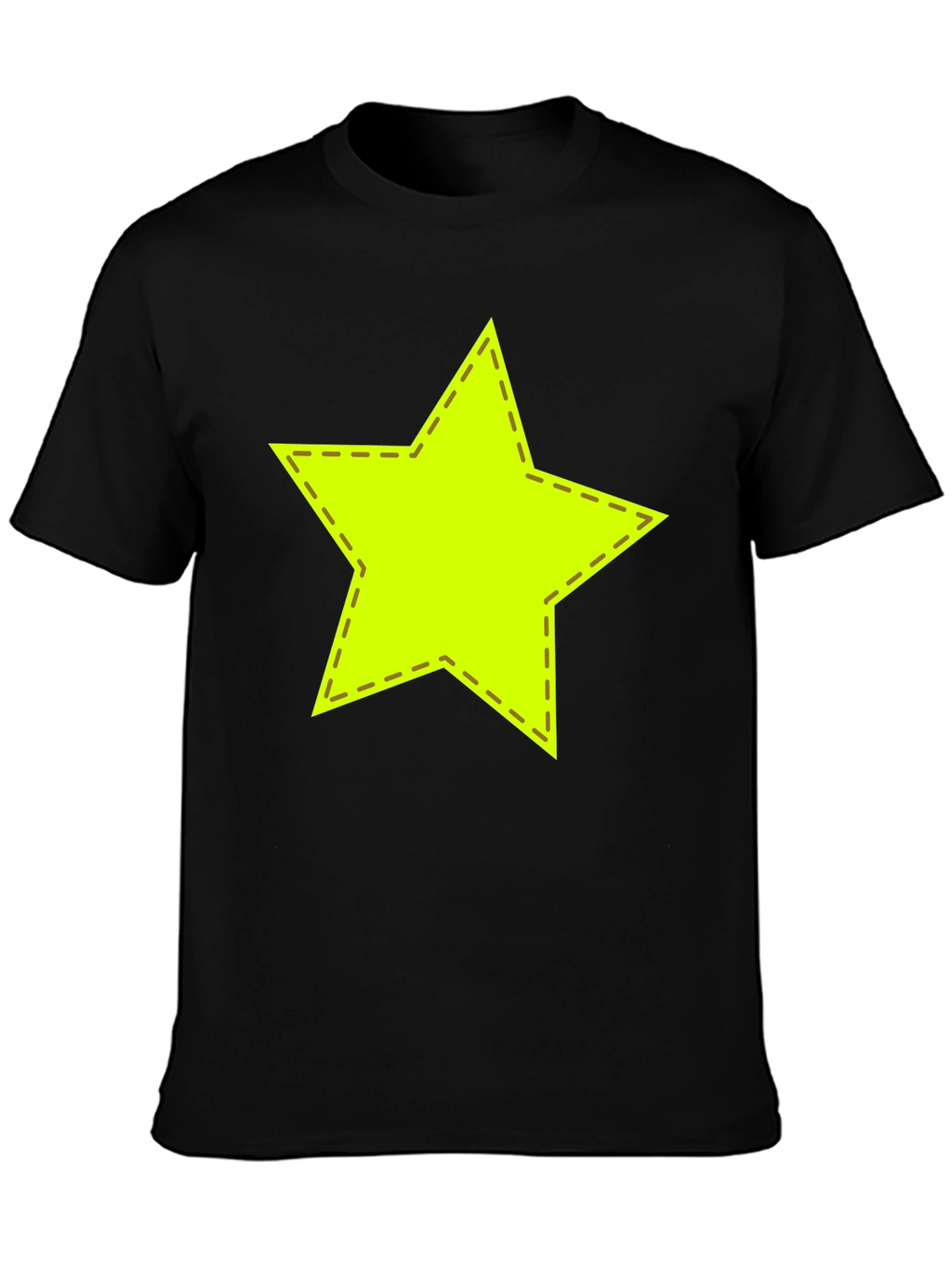 Neon Star Stitched Graphic Black T-Shirt