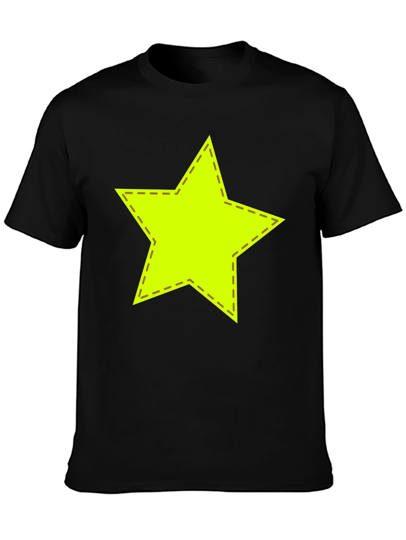 Neon Star Stitched Graphic Black T-Shirt