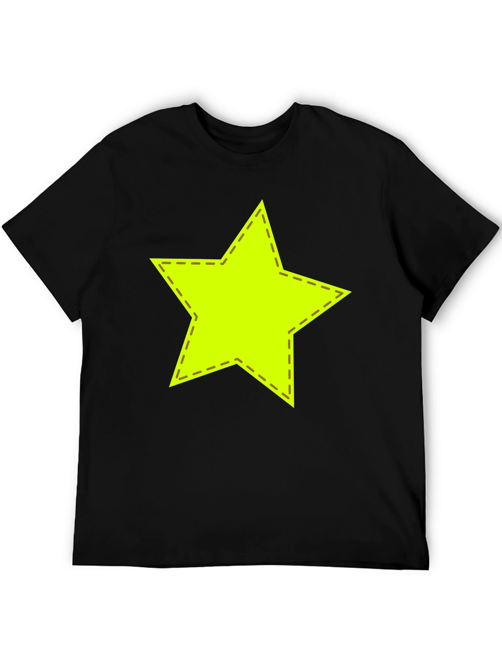 Neon Star Stitched Graphic Black T-Shirt