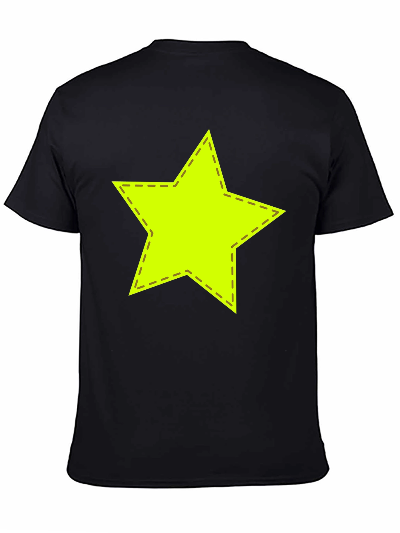 Neon Star Stitched Graphic Black T-Shirt
