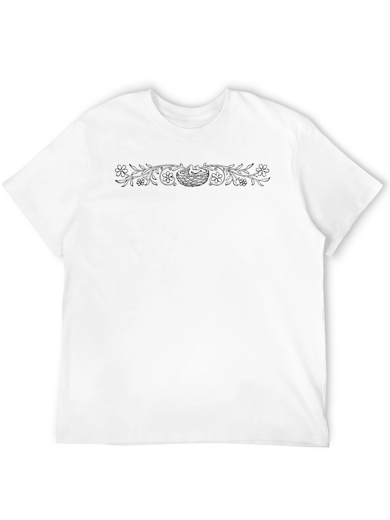 Mens Black Floral Graphic Tee