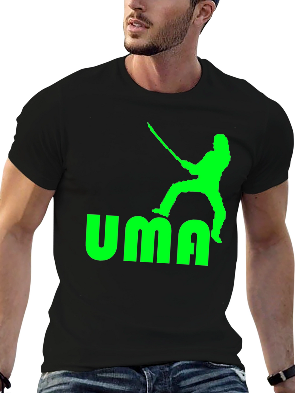 UMA T-Shirt - Black with Green Graphic Print
