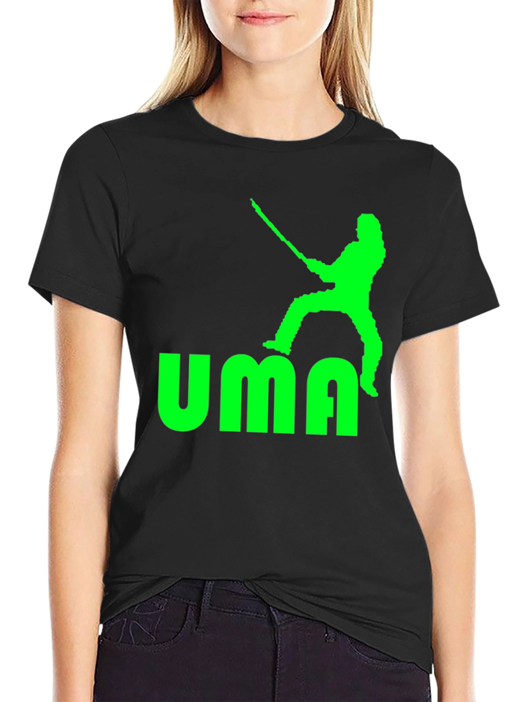 UMA T-Shirt - Black with Green Graphic Print