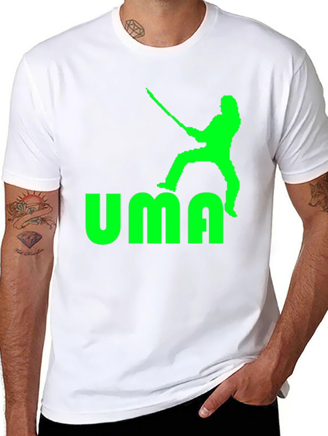 UMA T-Shirt - Black with Green Graphic Print