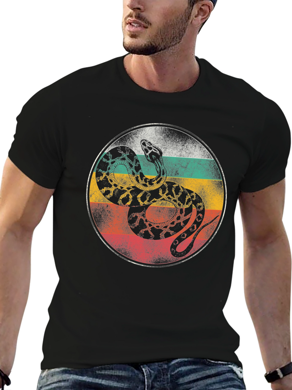 Retro Snake Graphic T-Shirt - Cool Animal Tee