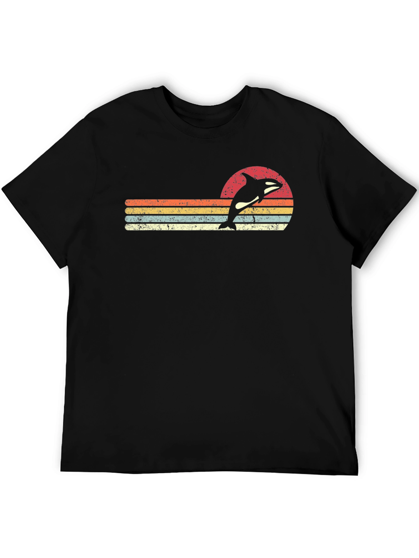 Retro Orca Sunset T-Shirt - Vintage Whale Tee