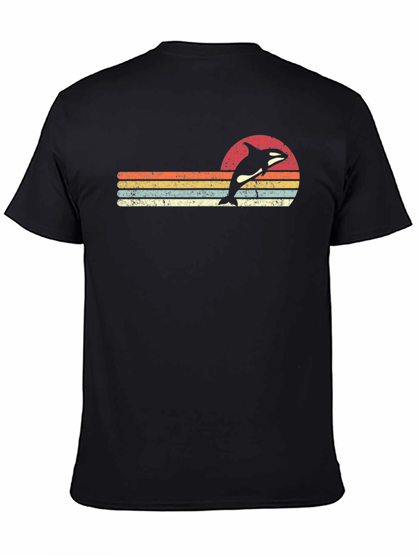 Retro Orca Sunset T-Shirt - Vintage Whale Tee