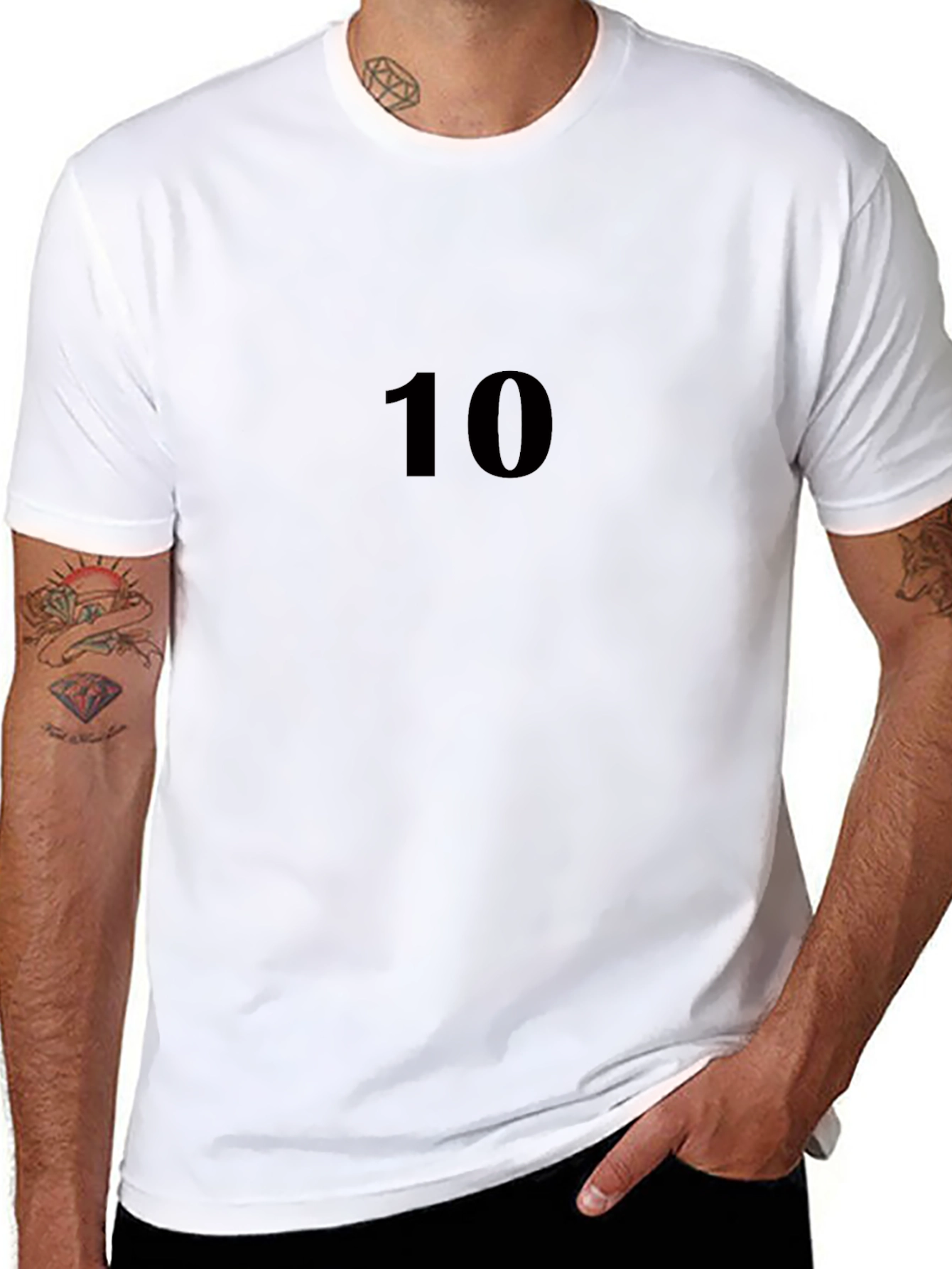 Minimalist Black T-Shirt with Number 10 Design