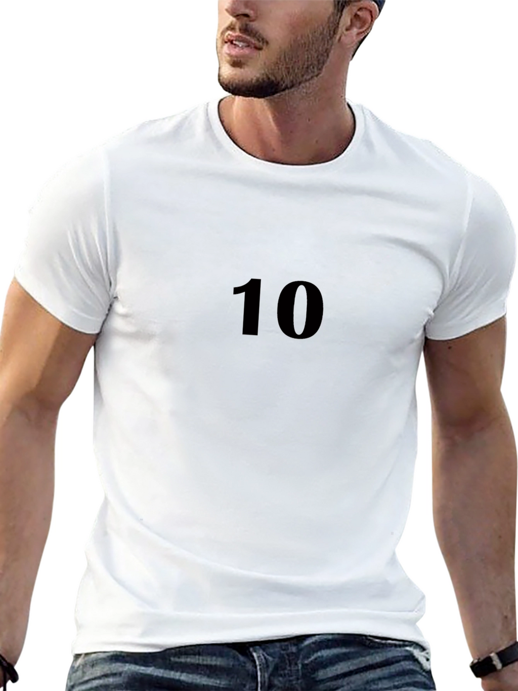 Minimalist Black T-Shirt with Number 10 Design