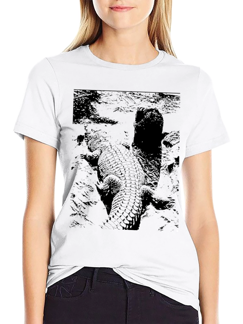Crocodile Print Black T-Shirt