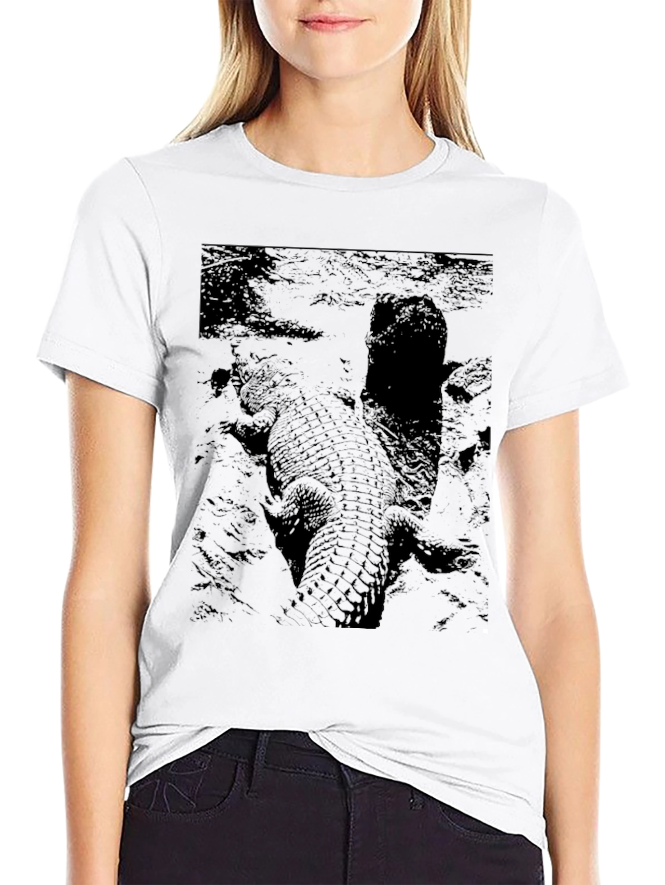 Crocodile Print Black T-Shirt