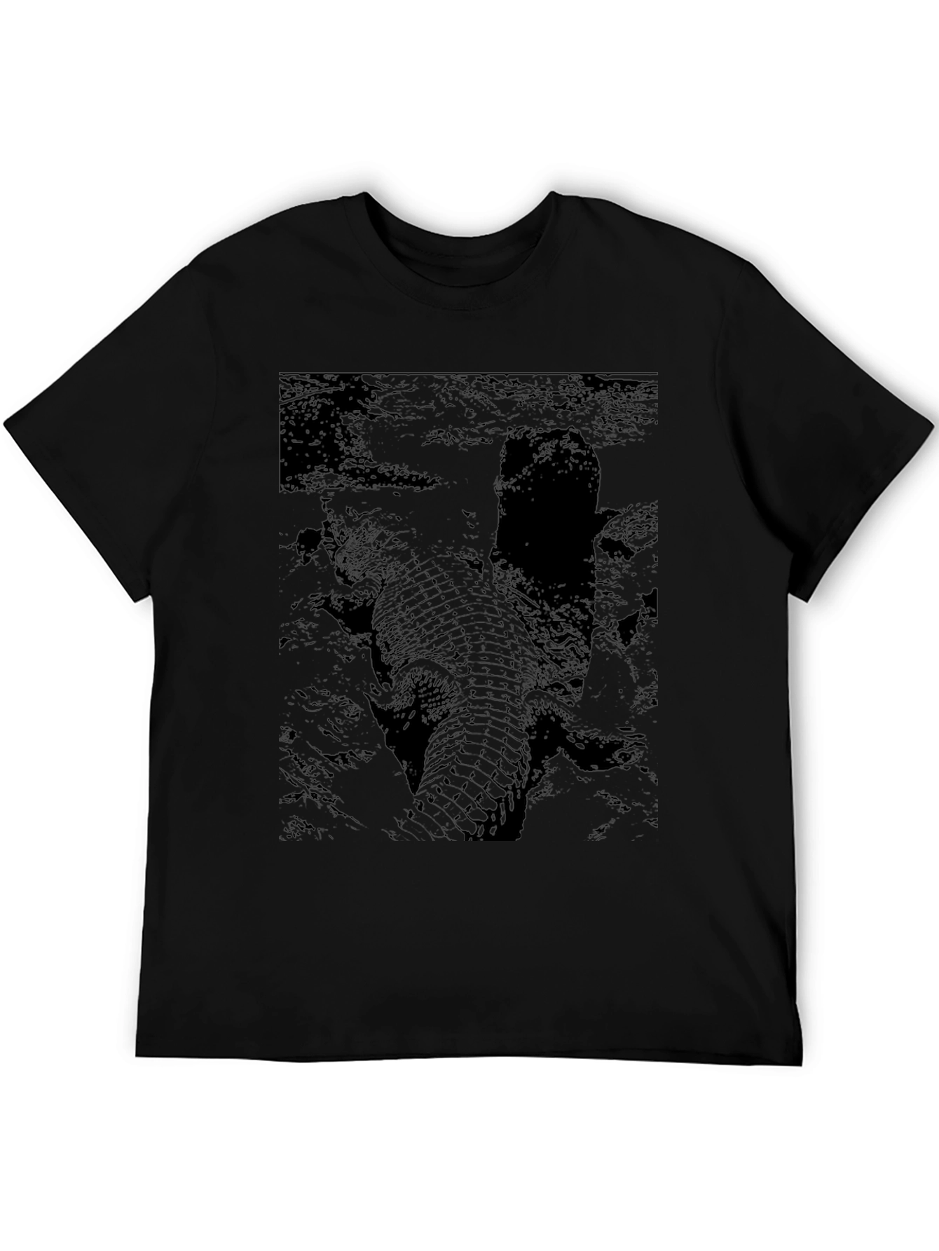 Crocodile Print Black T-Shirt