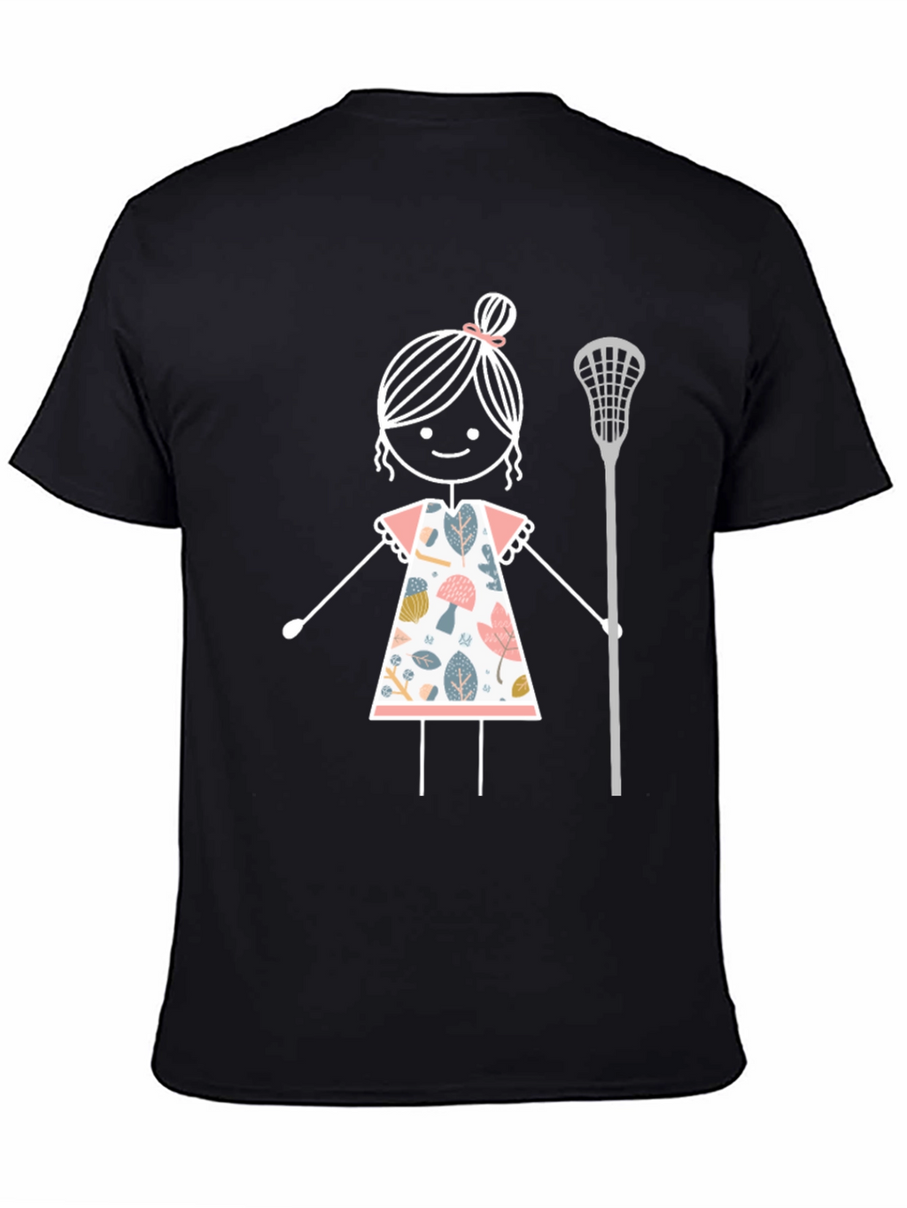 Lacrosse Girl Stick Figure Graphic T-Shirt