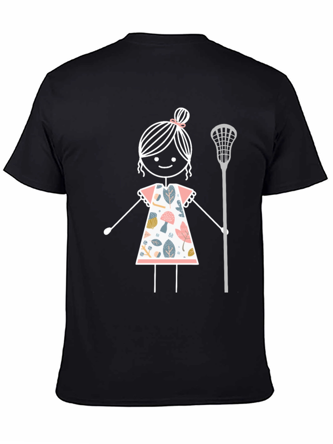 Lacrosse Girl Stick Figure Graphic T-Shirt