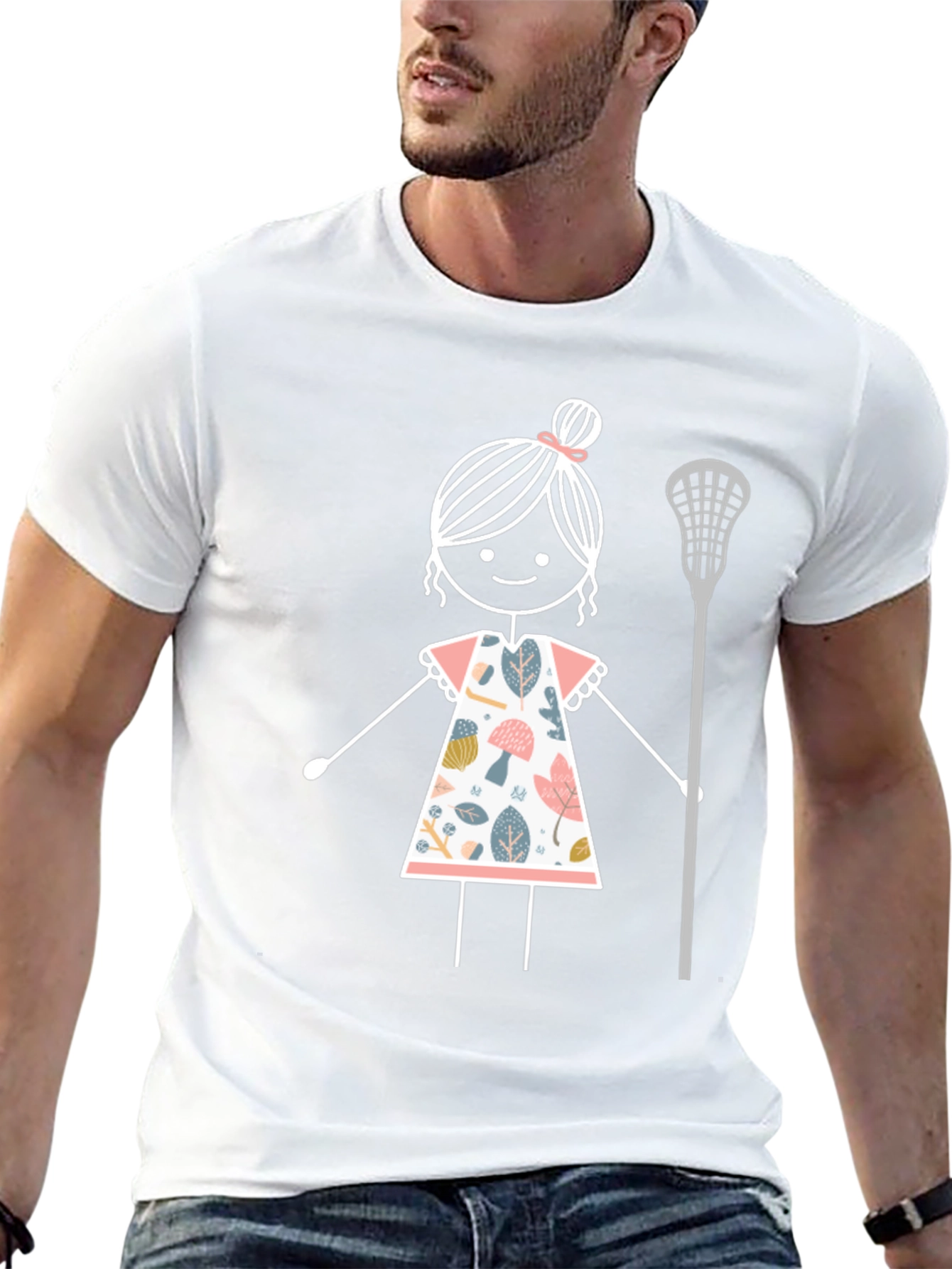 Lacrosse Girl Stick Figure Graphic T-Shirt