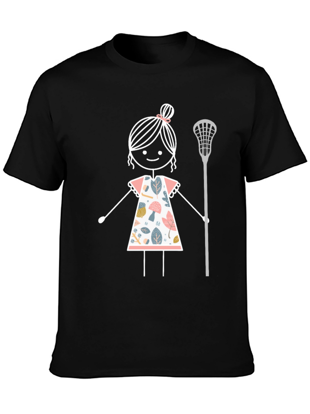 Lacrosse Girl Stick Figure Graphic T-Shirt