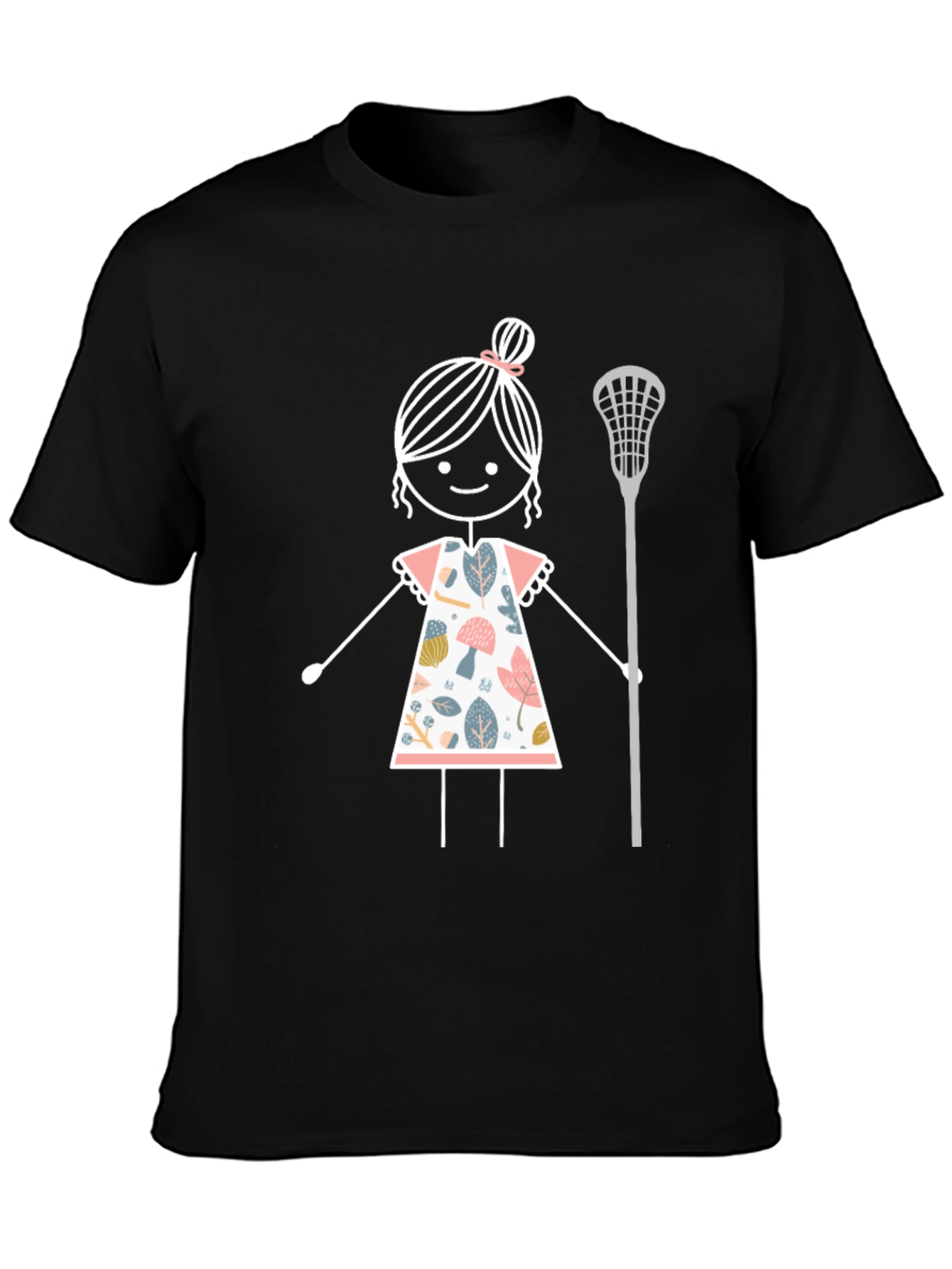 Lacrosse Girl Stick Figure Graphic T-Shirt