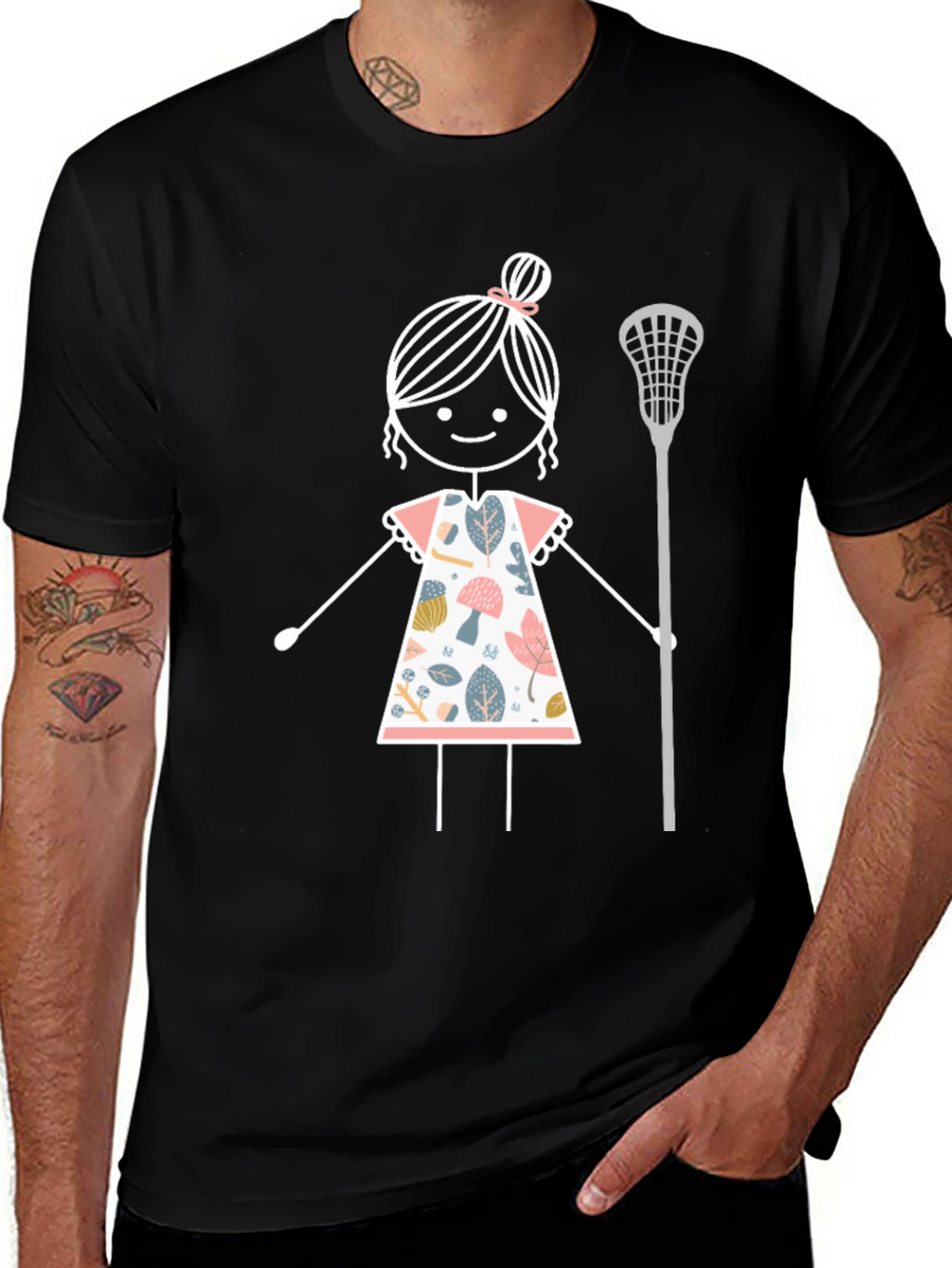 Lacrosse Girl Stick Figure Graphic T-Shirt