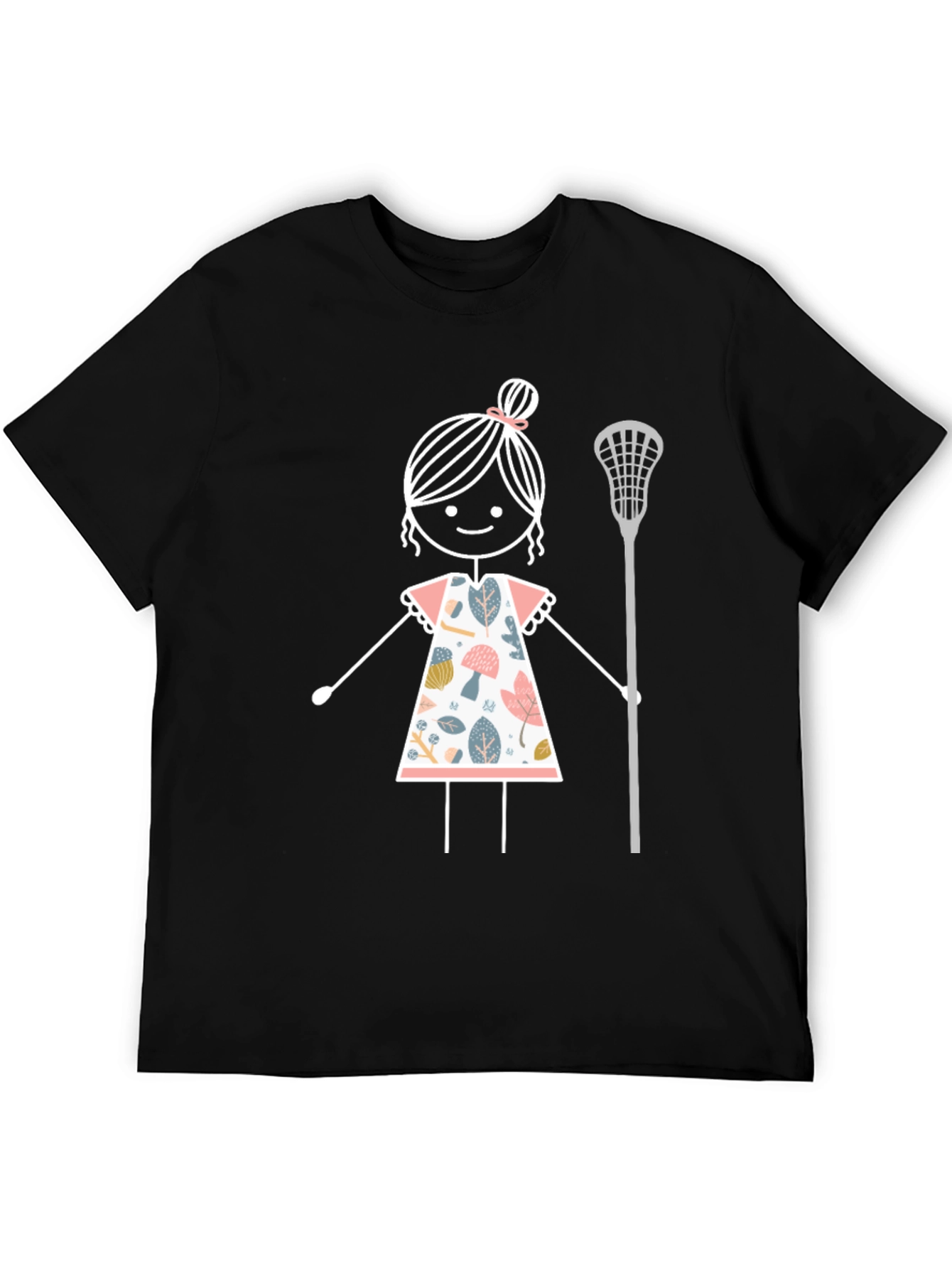 Lacrosse Girl Stick Figure Graphic T-Shirt