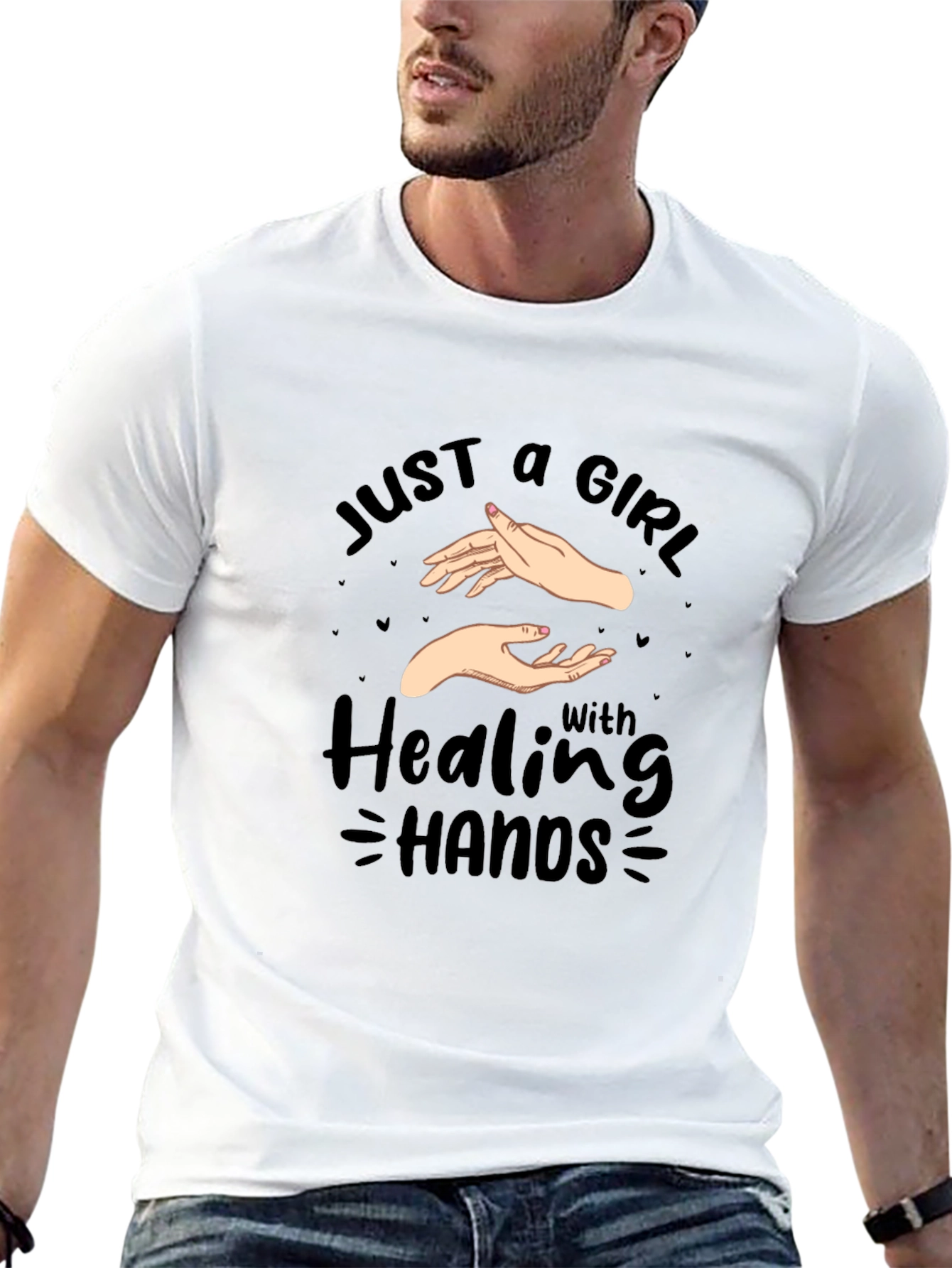 Healing Hands Graphic Tee - Black Cotton Shirt