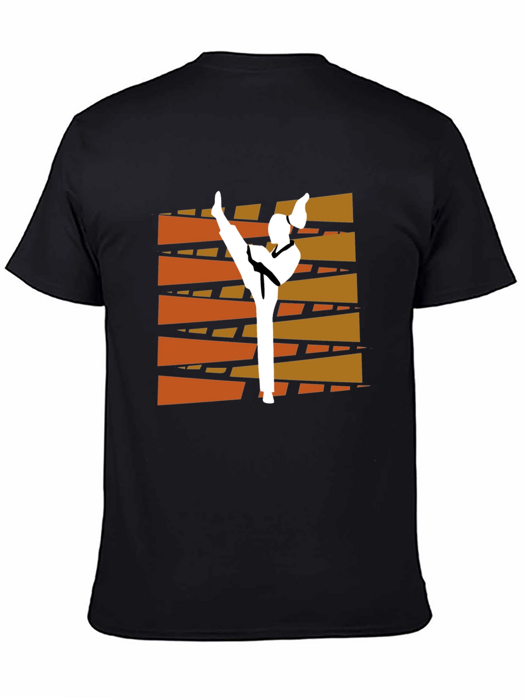 Martial Arts Kick Graphic Tee - Black Cotton T-Shirt