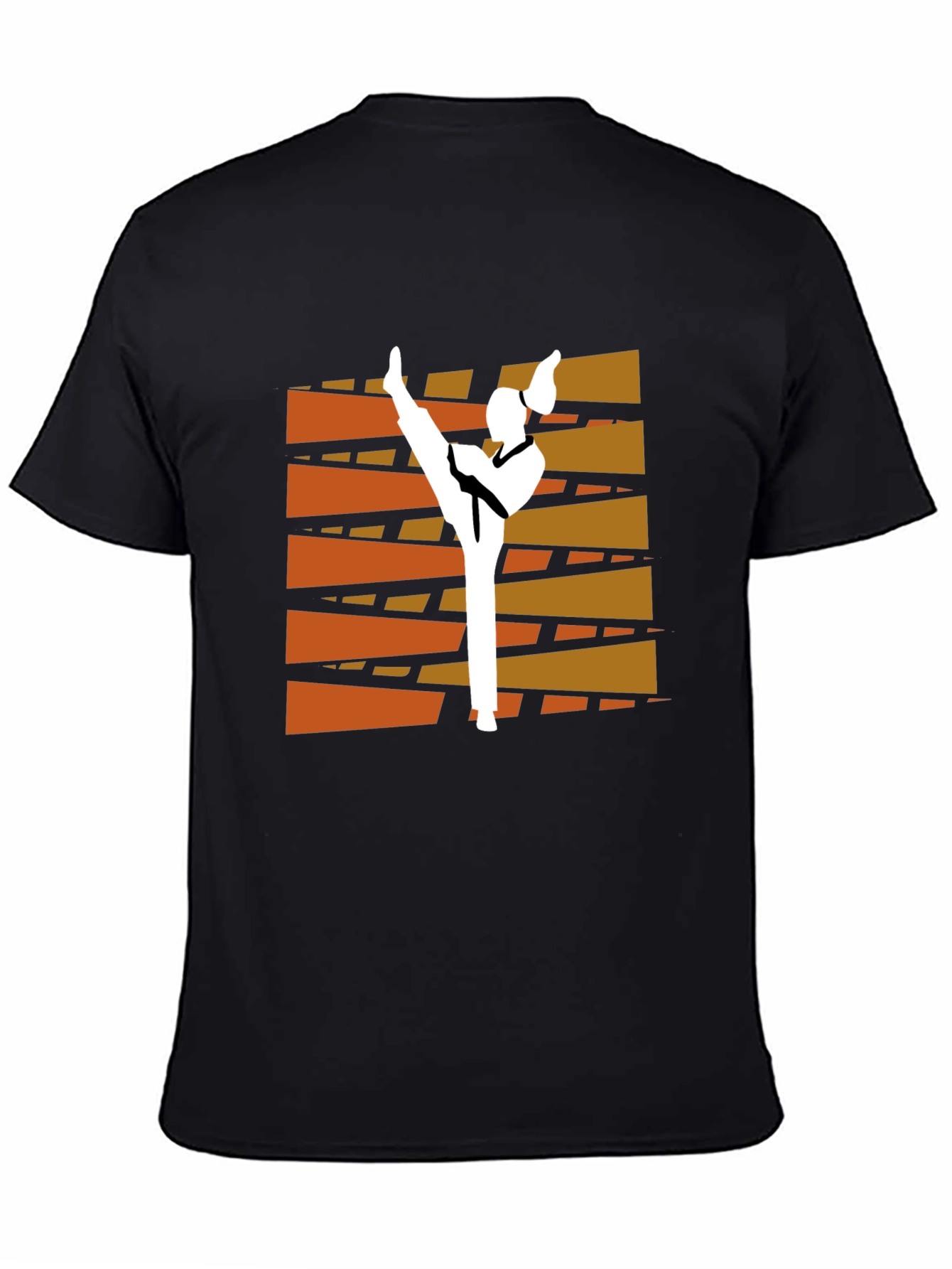 Martial Arts Kick Graphic Tee - Black Cotton T-Shirt
