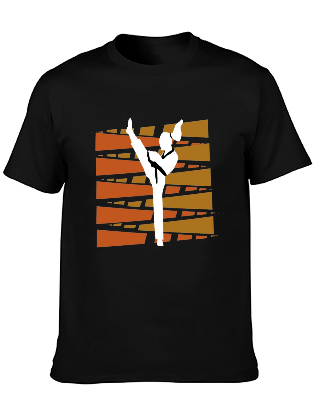 Martial Arts Kick Graphic Tee - Black Cotton T-Shirt