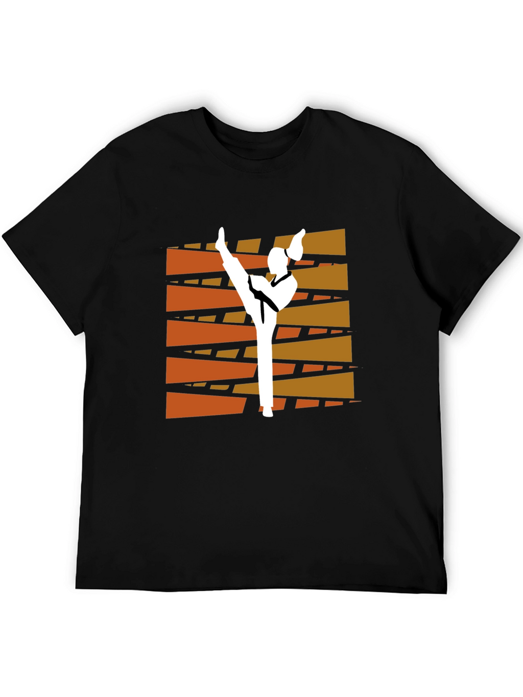 Martial Arts Kick Graphic Tee - Black Cotton T-Shirt