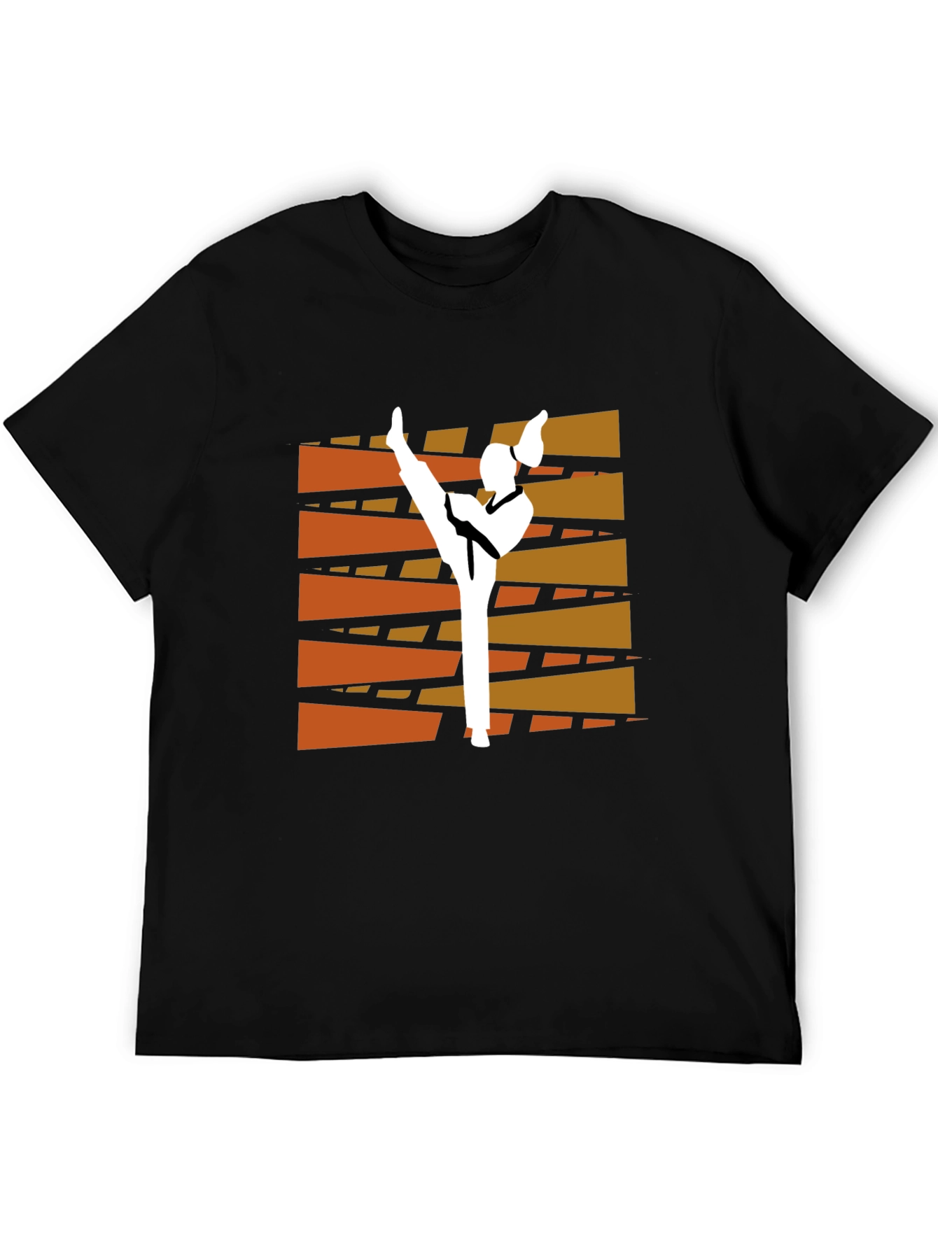 Martial Arts Kick Graphic Tee - Black Cotton T-Shirt