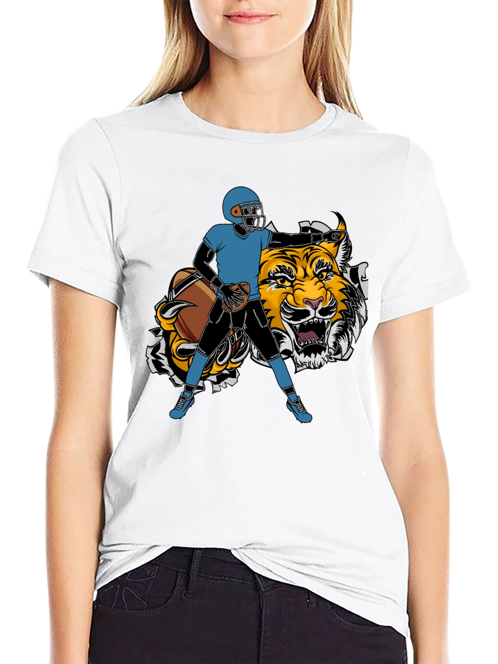 Football Player Tiger Graphic Tee