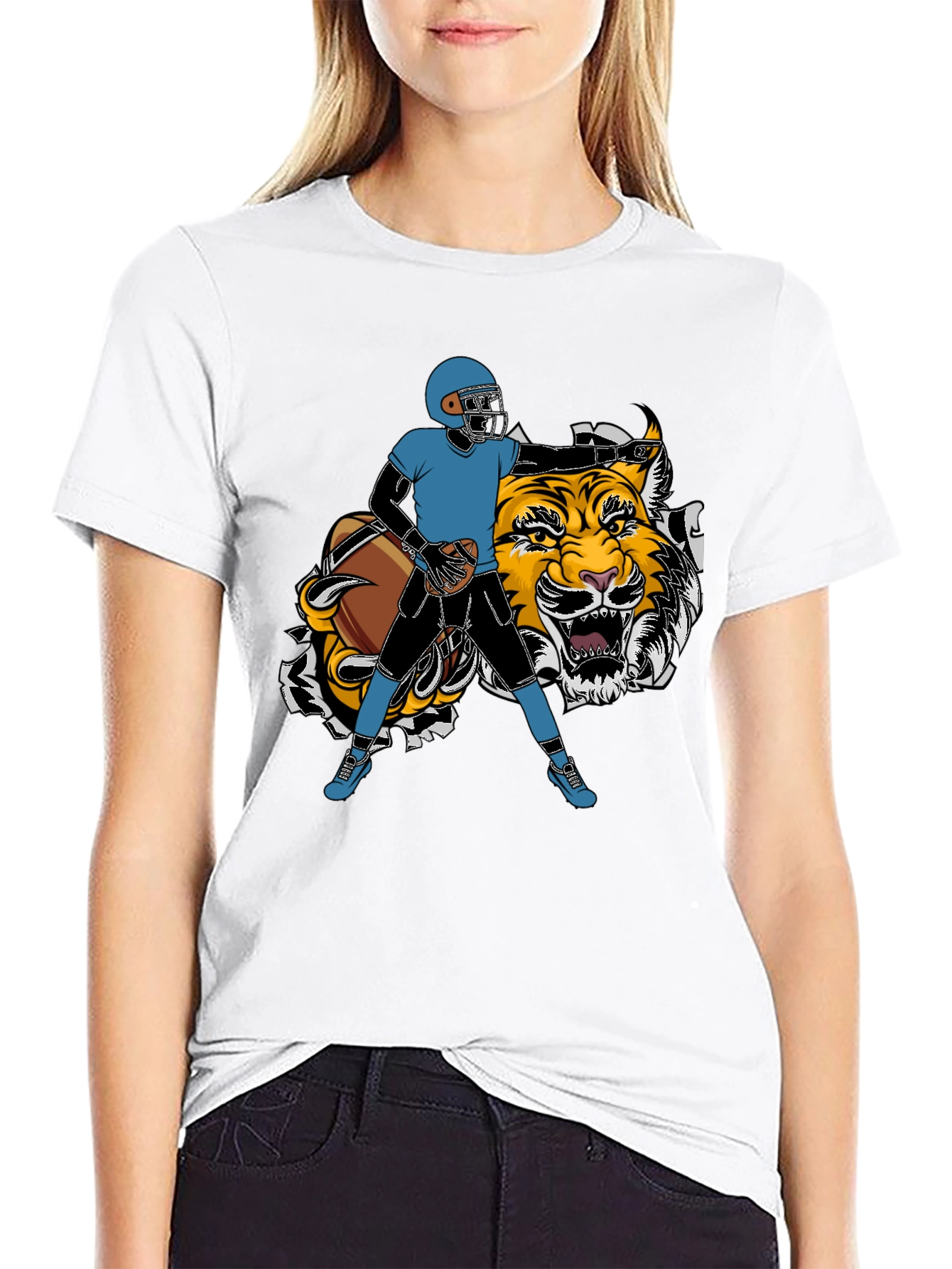 Football Player Tiger Graphic Tee