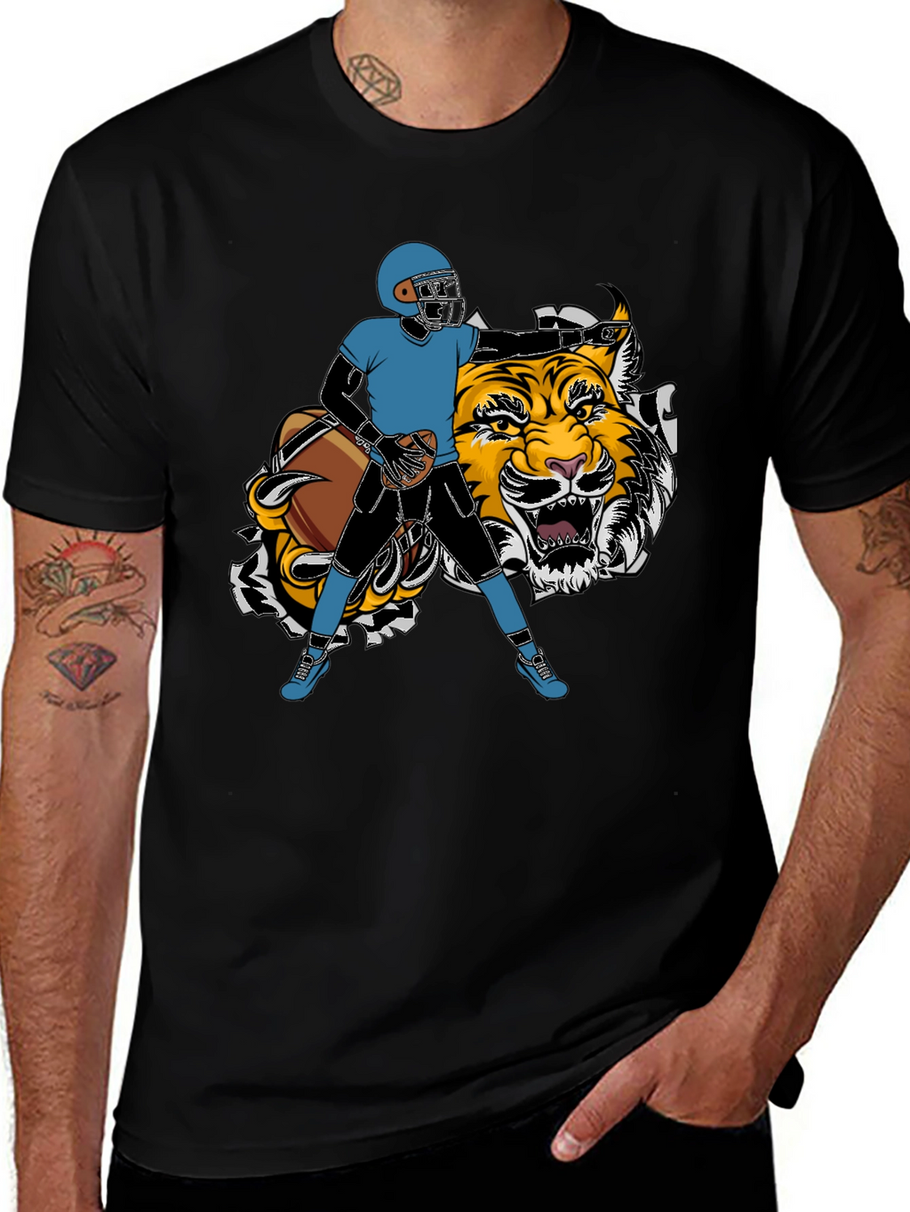 Football Player Tiger Graphic Tee